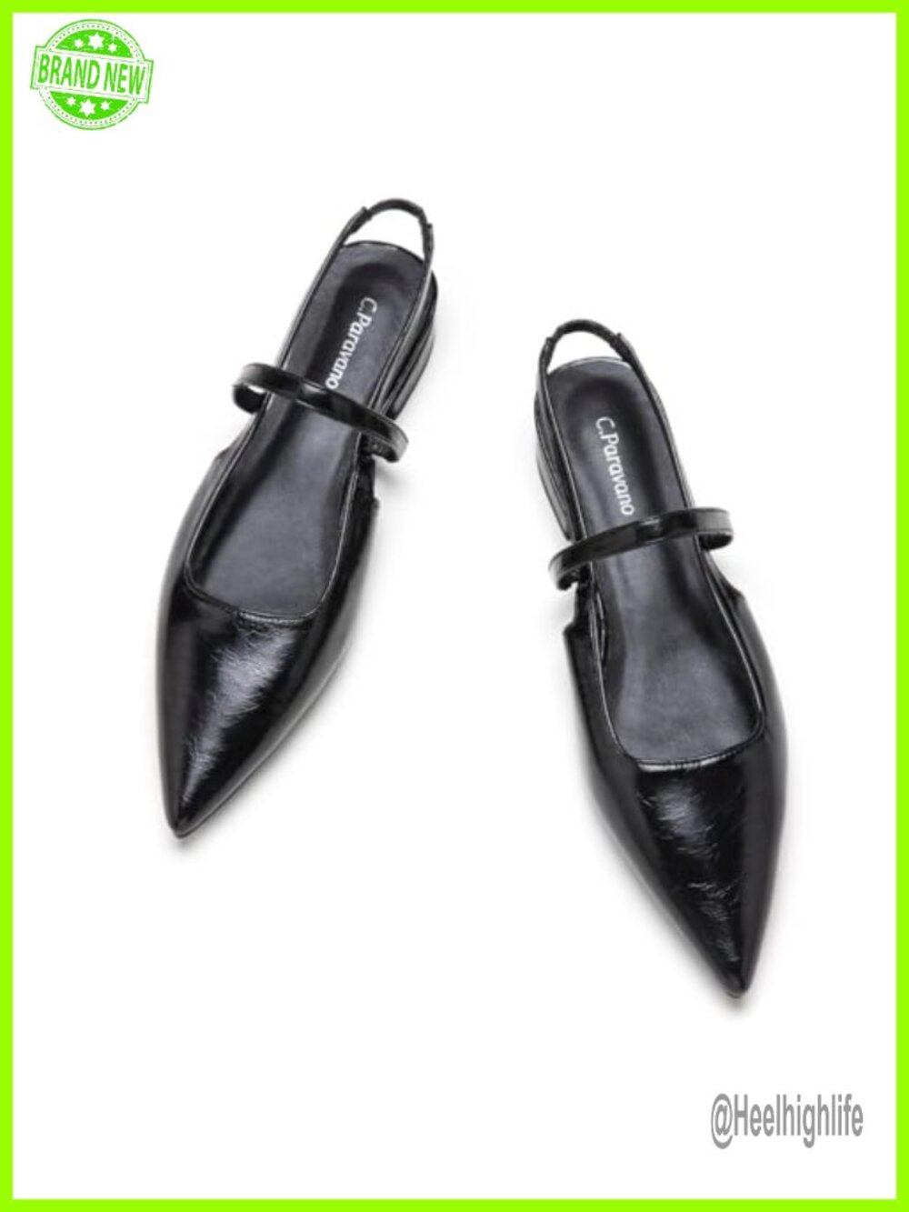 Slingback Flats Pointed Toe Dressy Sandals with Block Heel